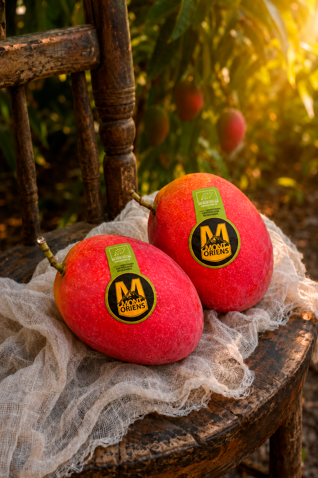 MANGO_MONTORIENS_DOBLE DOS MANGOS MONTORIENS SOBRE UNA SILLA DE MADERA