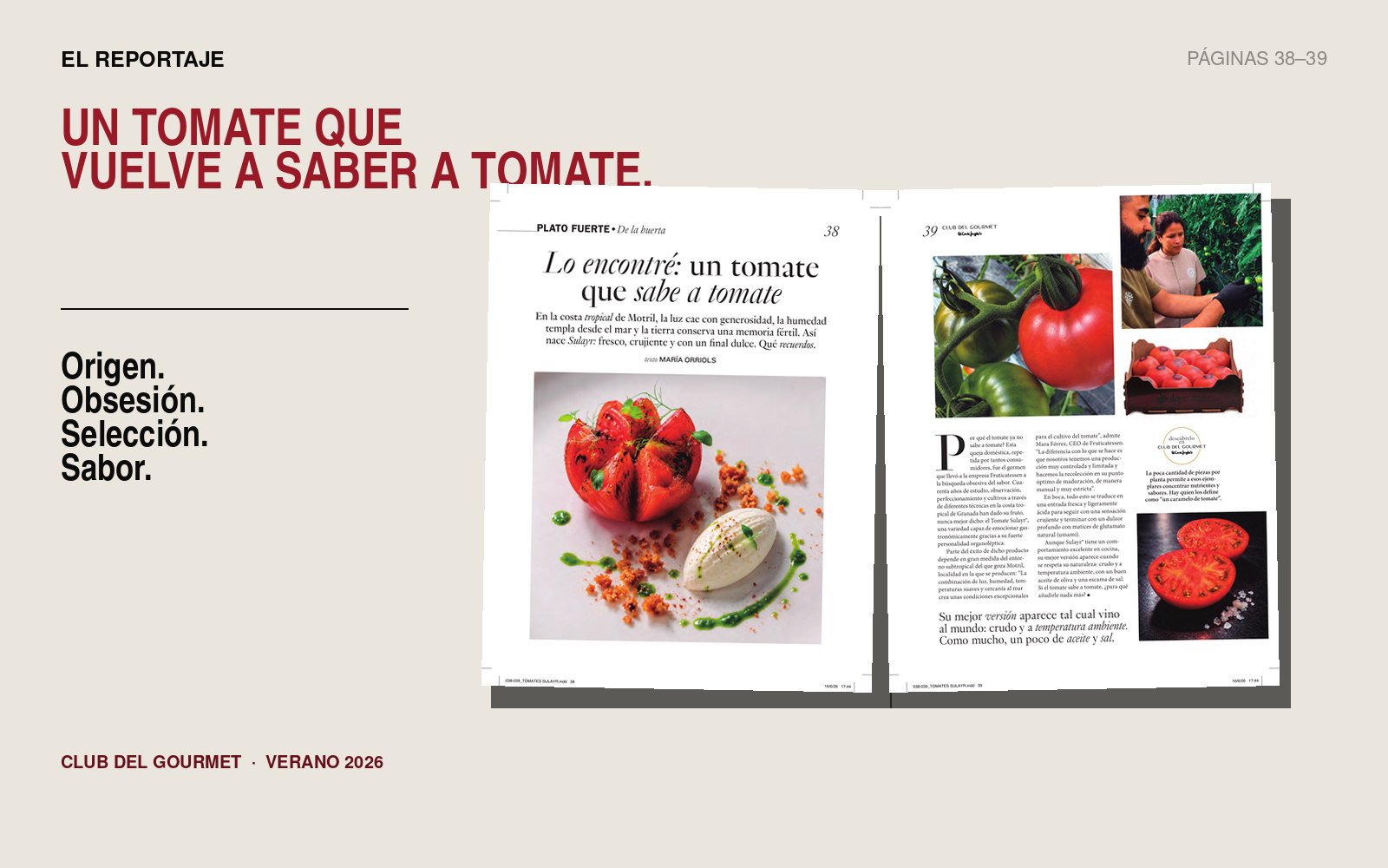 Reportaje sobre Tomate Sulayr en el Magazine de Club del Gourmet