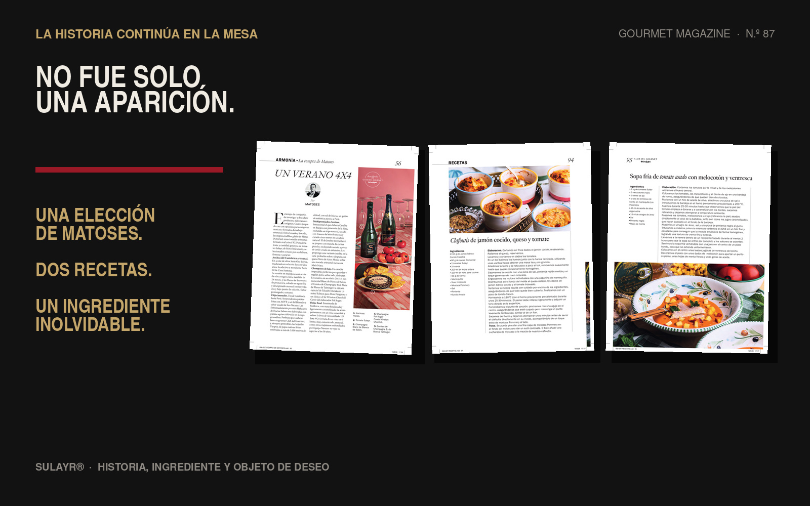 Recetas con Tomate Sulayr y selección de Matoses en Gourmet Magazine